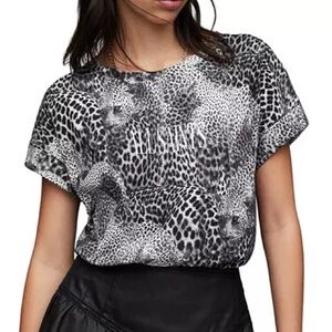 🔥 All Saints Emelia Imogen Boyfriend Tee in a leopard print size XS/S